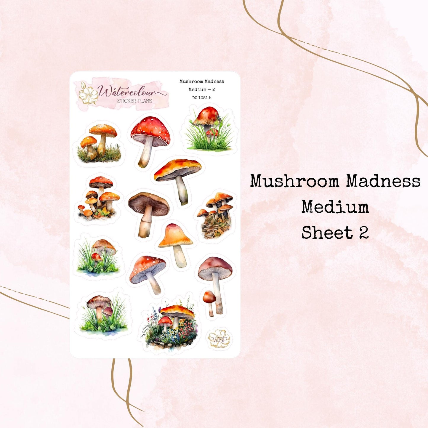 Mushroom Madness - Four Sizes - Planner and Journal Stickers - Stationery - Watercolour