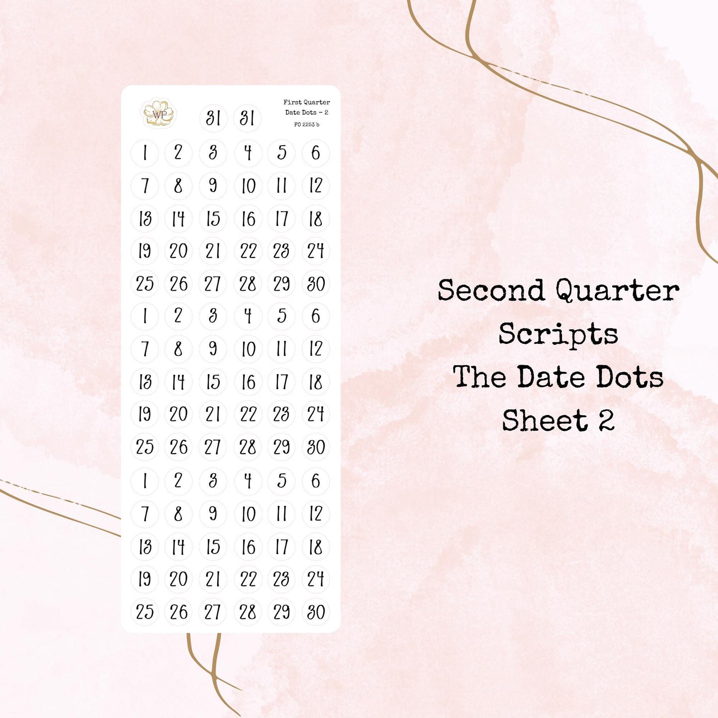 Second Quarter Bundle - 2026 - Script Stickers - Days Weeks Months - Stationery