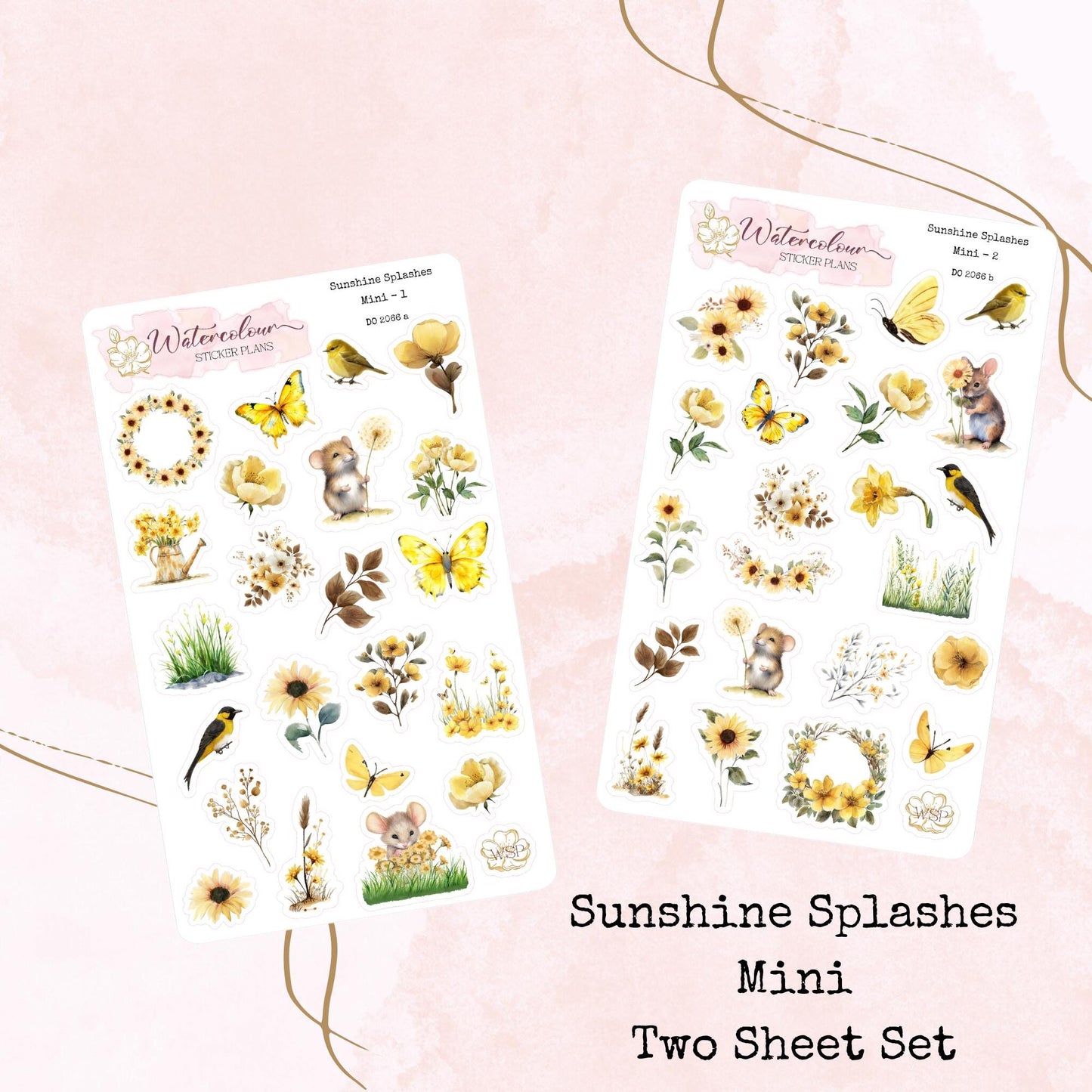 Sunshine Splashes - Mini Size - Planner and Journal Stickers - Stationery - Watercolour