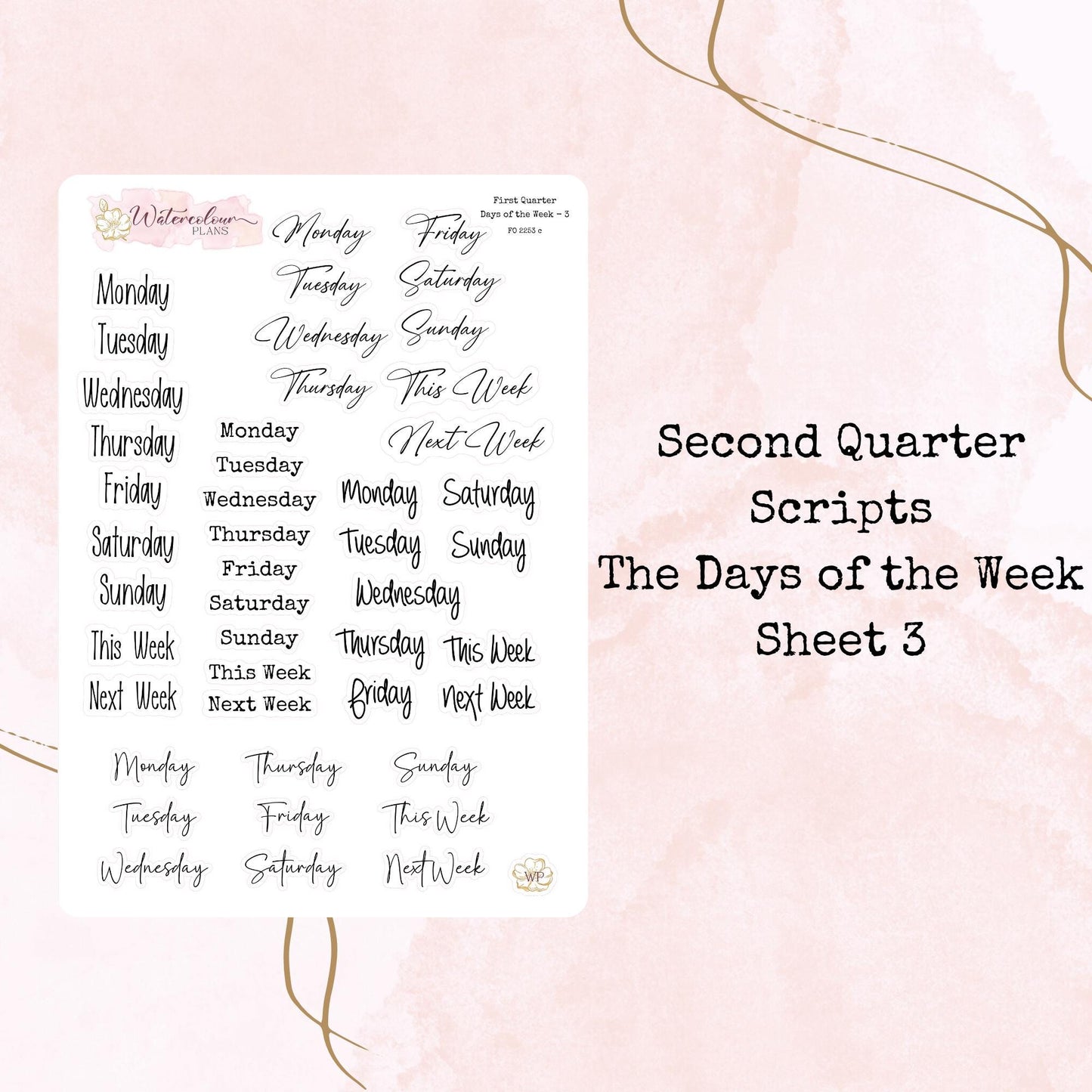Second Quarter Bundle - 2026 - Script Stickers - Days Weeks Months - Stationery