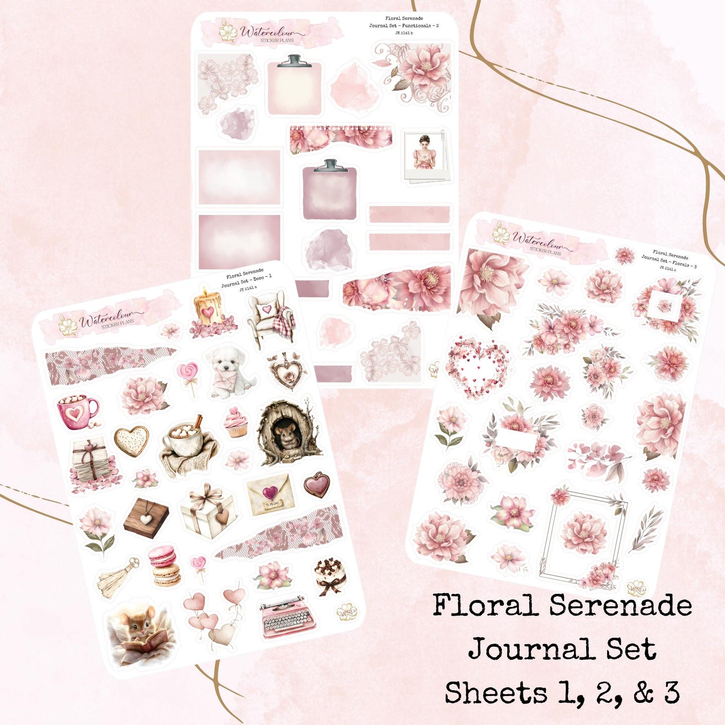 Floral Serenade - Journal Set - Planner and Journal Stickers - Stationery - Watercolour
