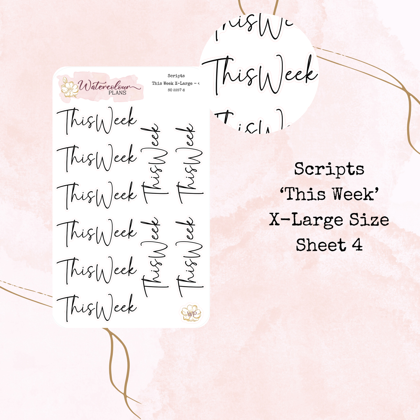 This Week Scripts - Four Sizes - Planner and Journal Stickers - Stationery