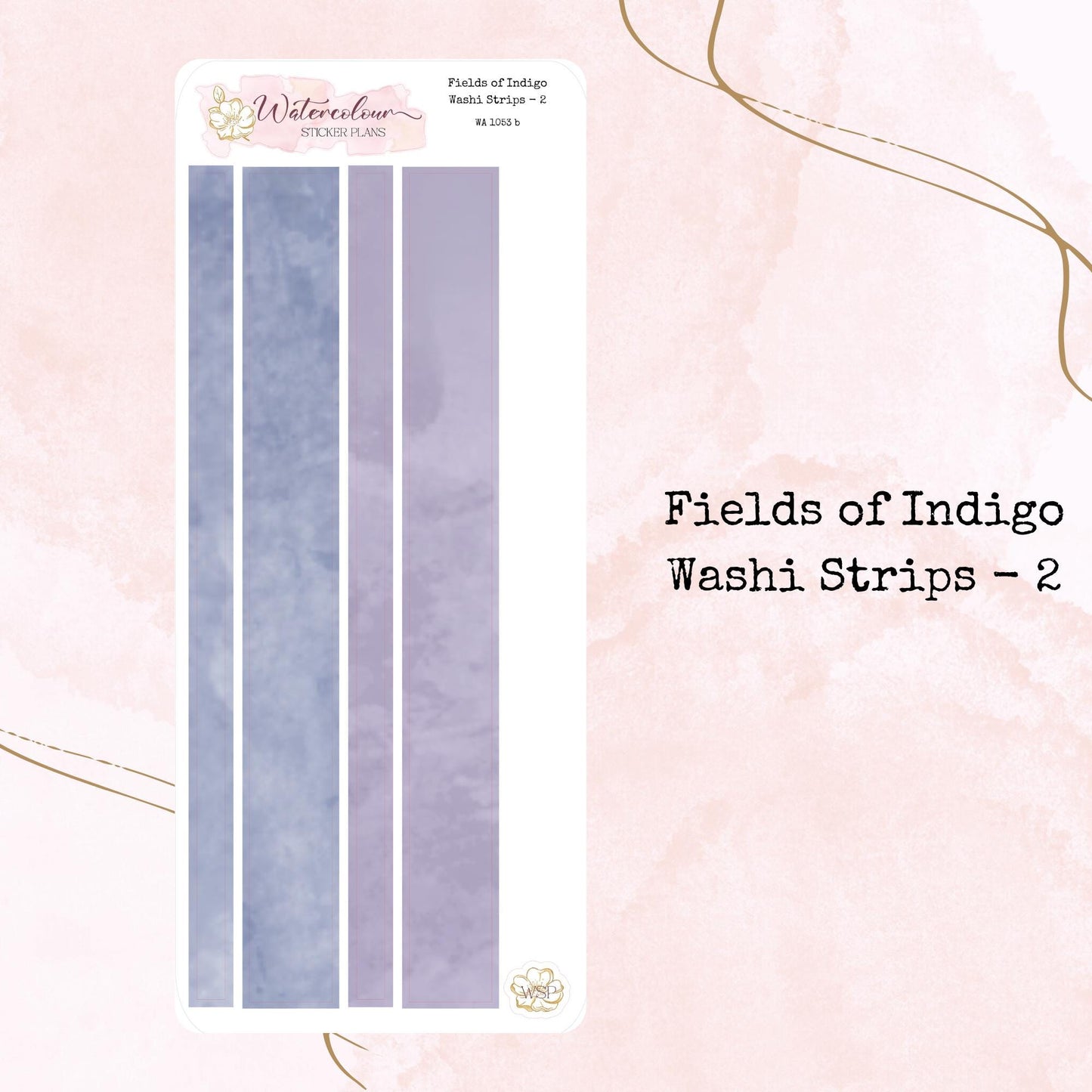 Fields of  Indigo - Washi Strips - Planner and Journal Stickers - Stationery - Watercolour