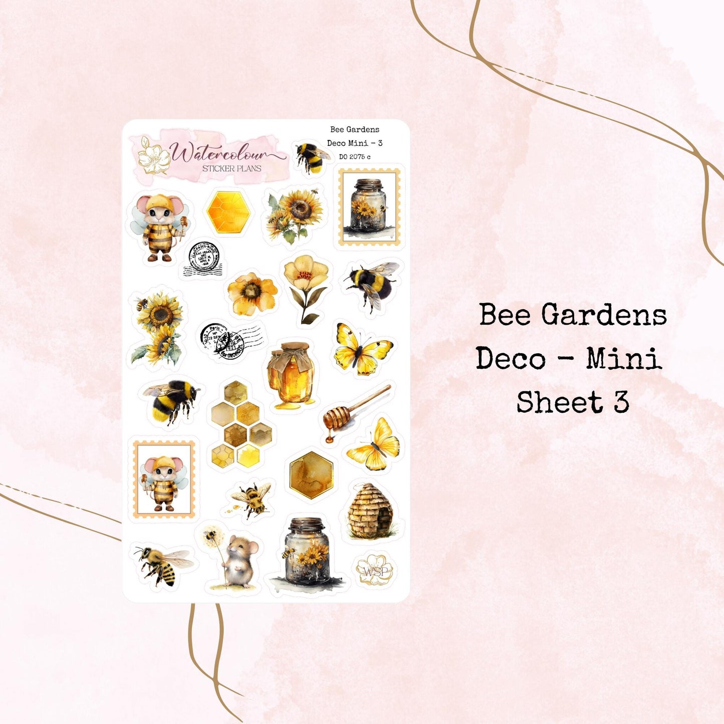 Bee Gardens - Deco Sheets - Planner and Journal Stickers - Stationery - Watercolour