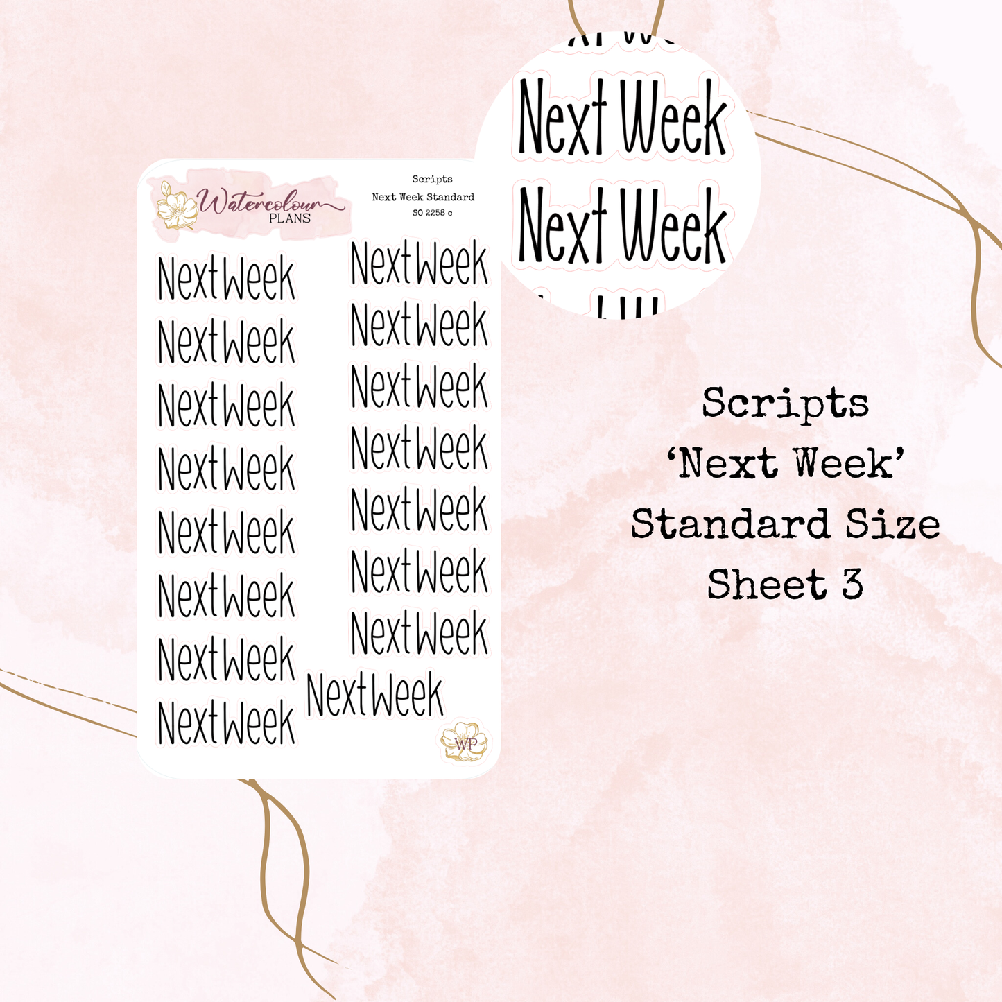 Next Week Scripts - Four Sizes - Planner and Journal Stickers - Stationery