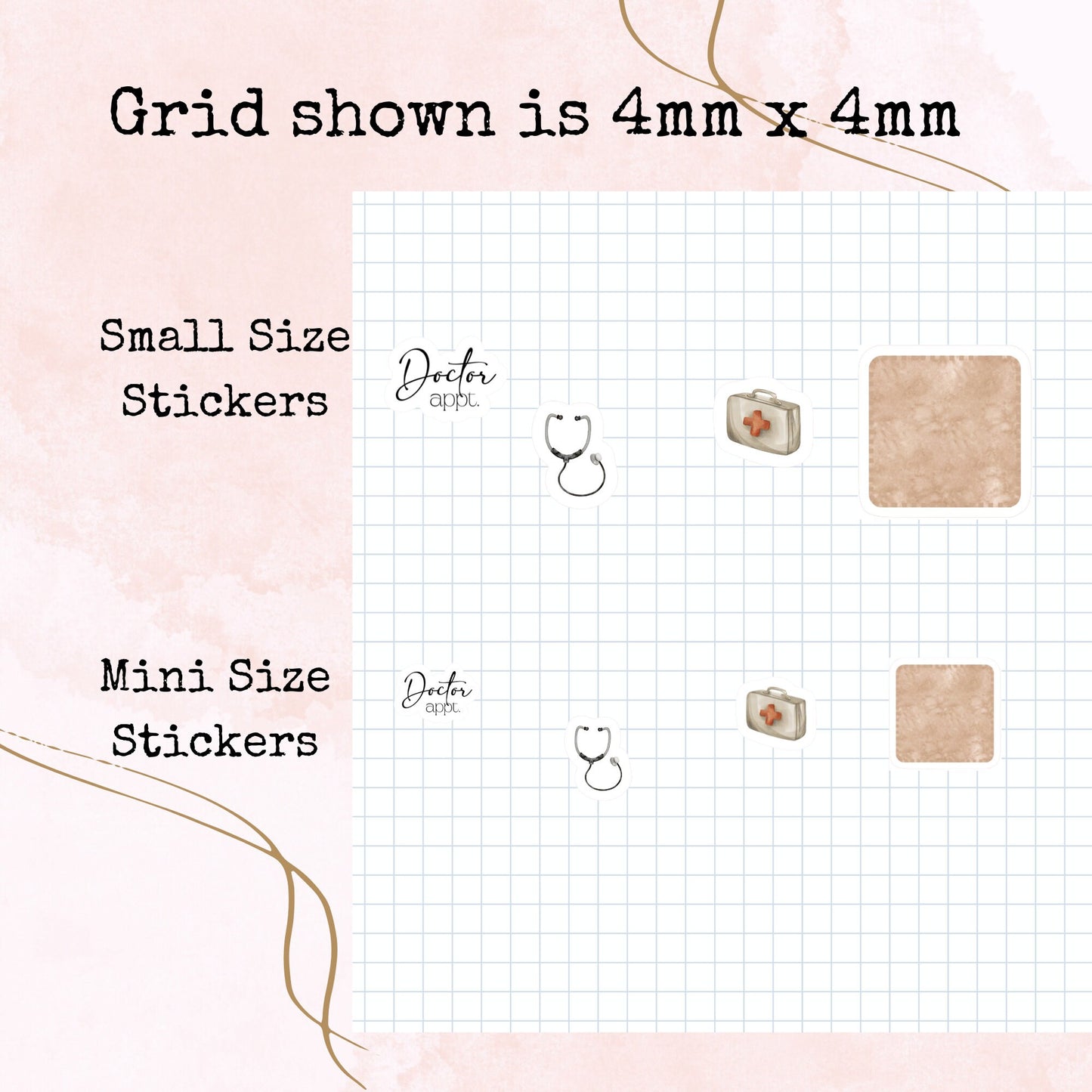 Medical Appointment Icons - Scripts - Small Size - Planner and Journal Stickers - Stationery - Watercolour