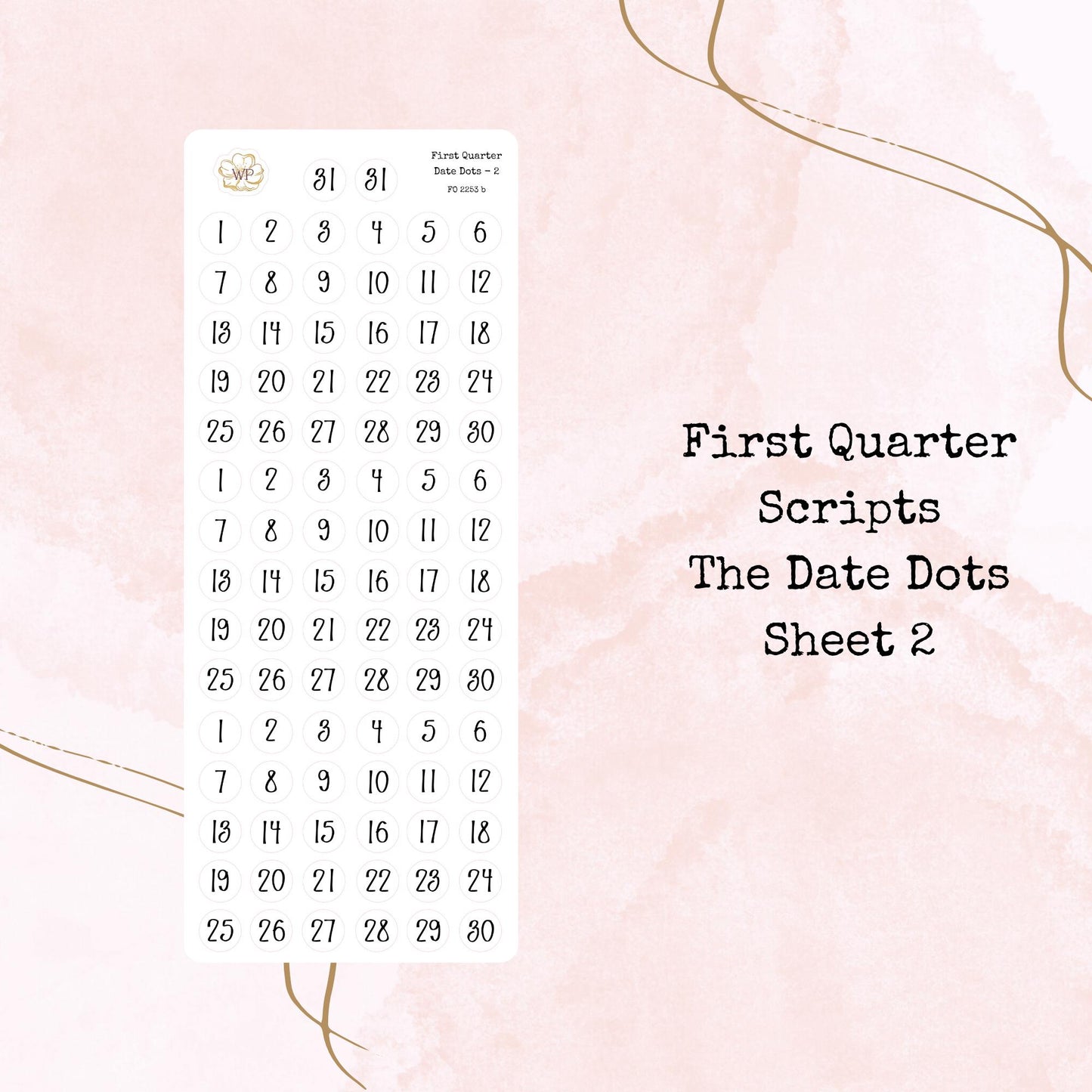 First Quarter Bundle - 2026 - Script Stickers - Days Weeks Months - Stationery