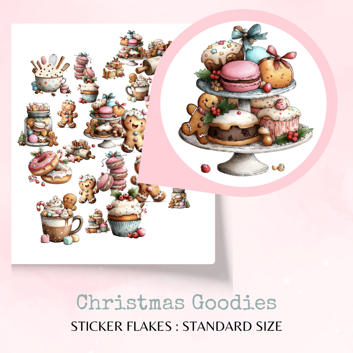 Christmas Goodies - Sticker Flakes - Planner and Journal Stickers - Stationery - Watercolour