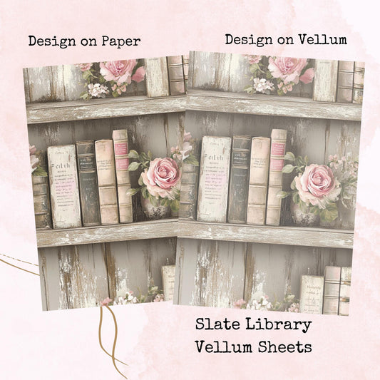 Slate Library - Printed Vellum - Stationery - Watercolour