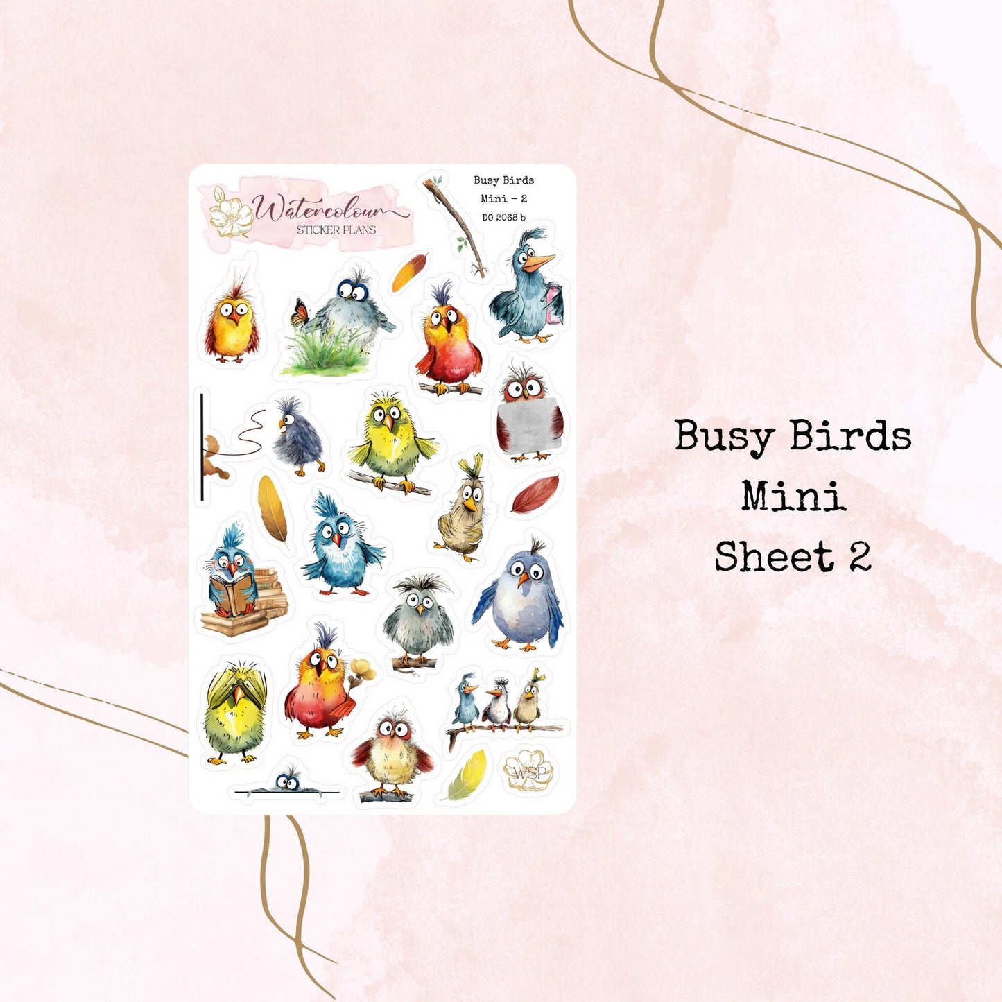 Busy Birds - Mini Size - Planner and Journal Stickers - Stationery - Watercolour