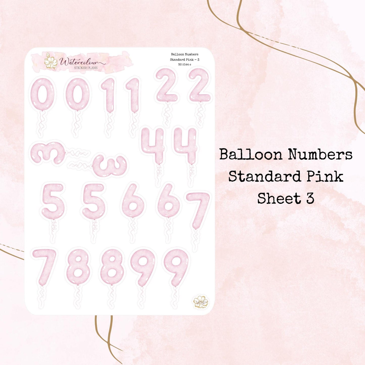 Balloon Numbers - Standard Size - Planner and Journal Stickers - Stationery - Watercolour