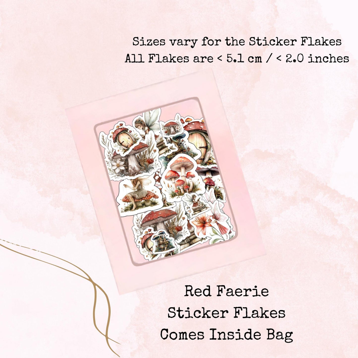 Red Faerie - Fairy - Sticker Flakes - Stationery - Watercolour