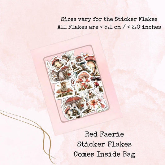 Red Faerie - Fairy - Sticker Flakes - Stationery - Watercolour