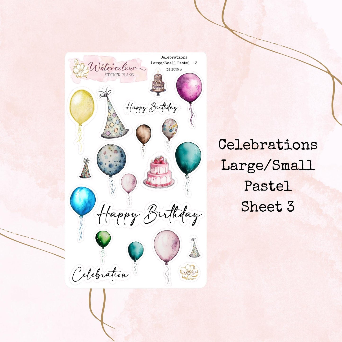 Celebrations - Four Sizes - Party Stickers - Planners and Journals - Stationery - Watercolour