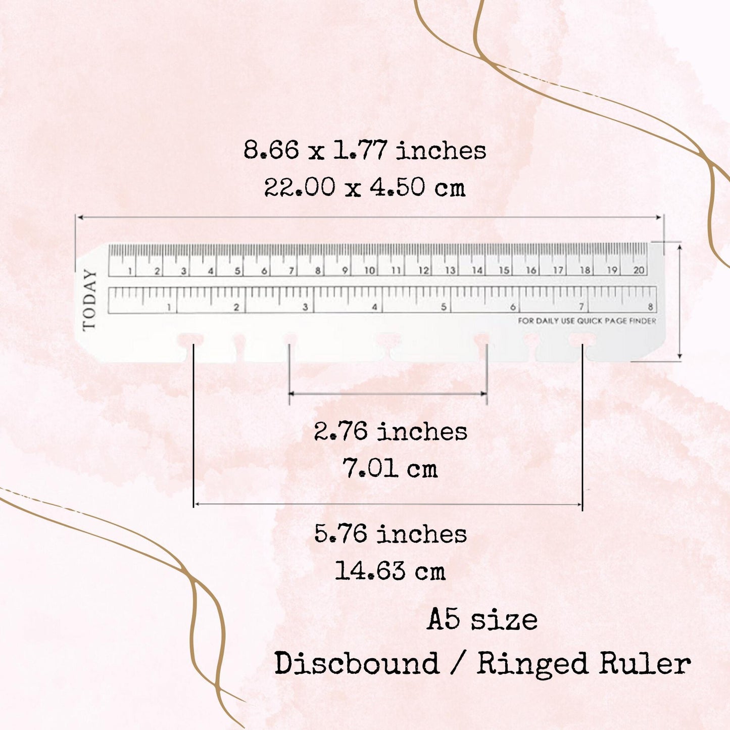 Ruling Birds - Personal Size - Disc-Bound - Ringed Ruler - Planner Supplies - Watercolour