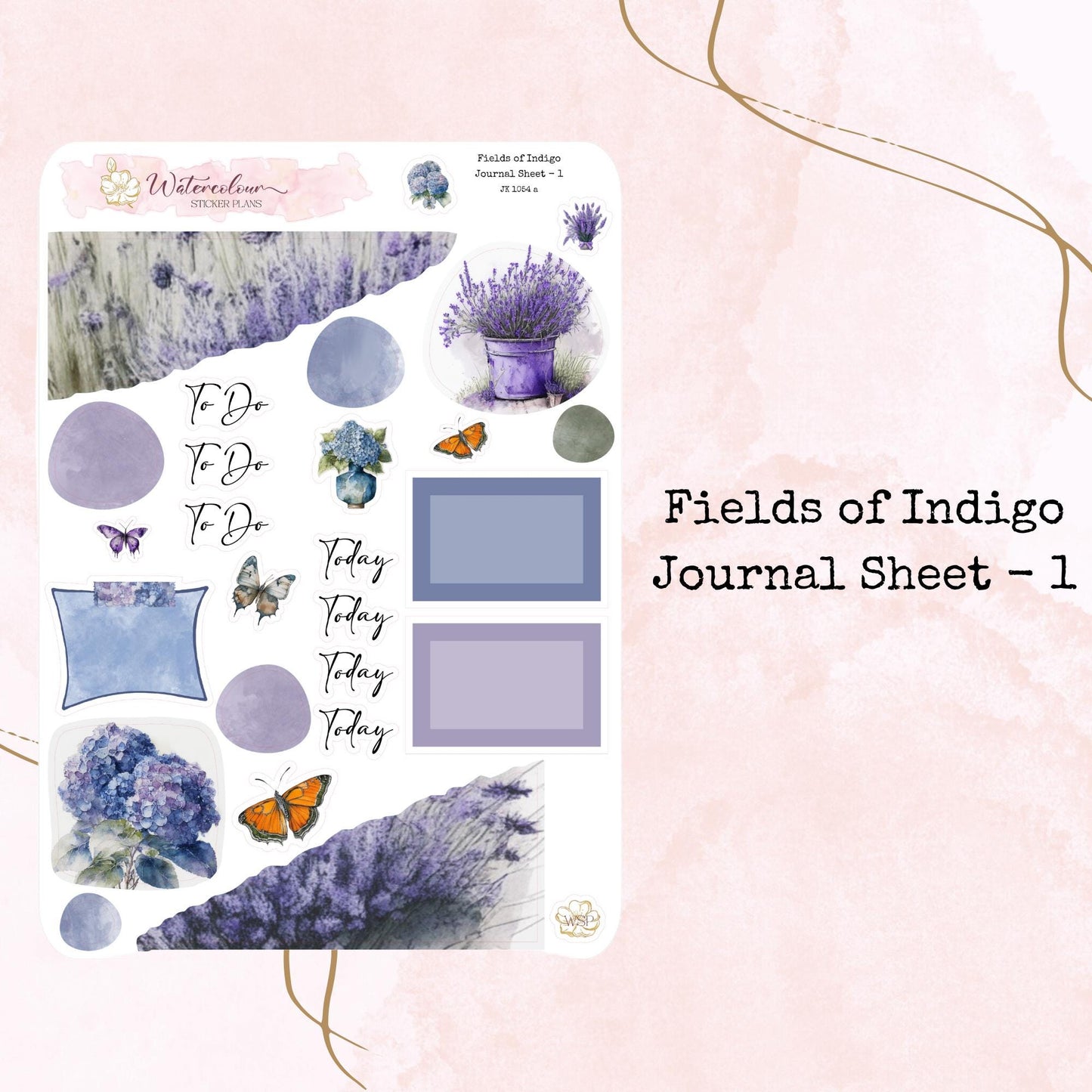 Fields of Indigo - Journal Set - Planner and Journal Stickers - Stationery - Watercolour