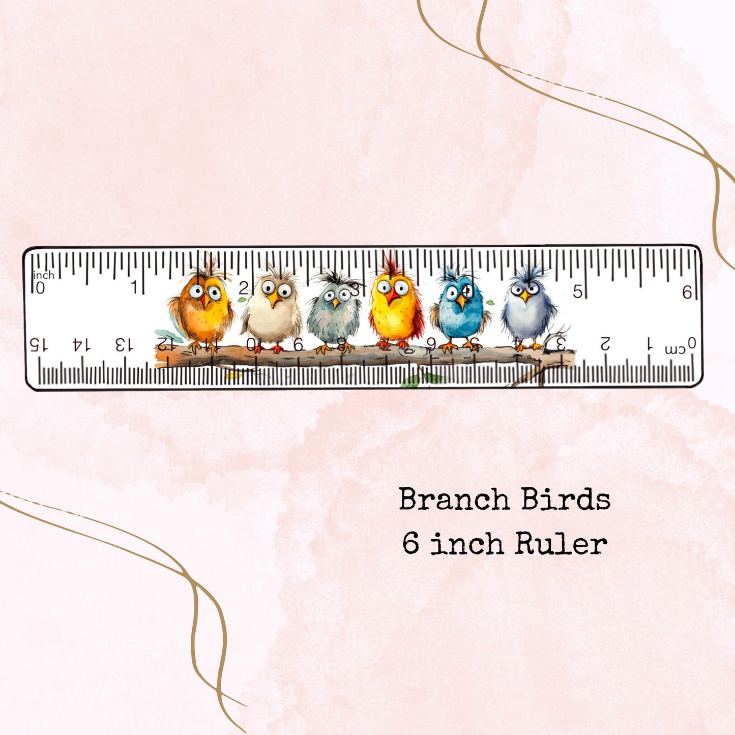 Branch Birds - 6 Inch Ruler - Planner Supplies - Watercolour