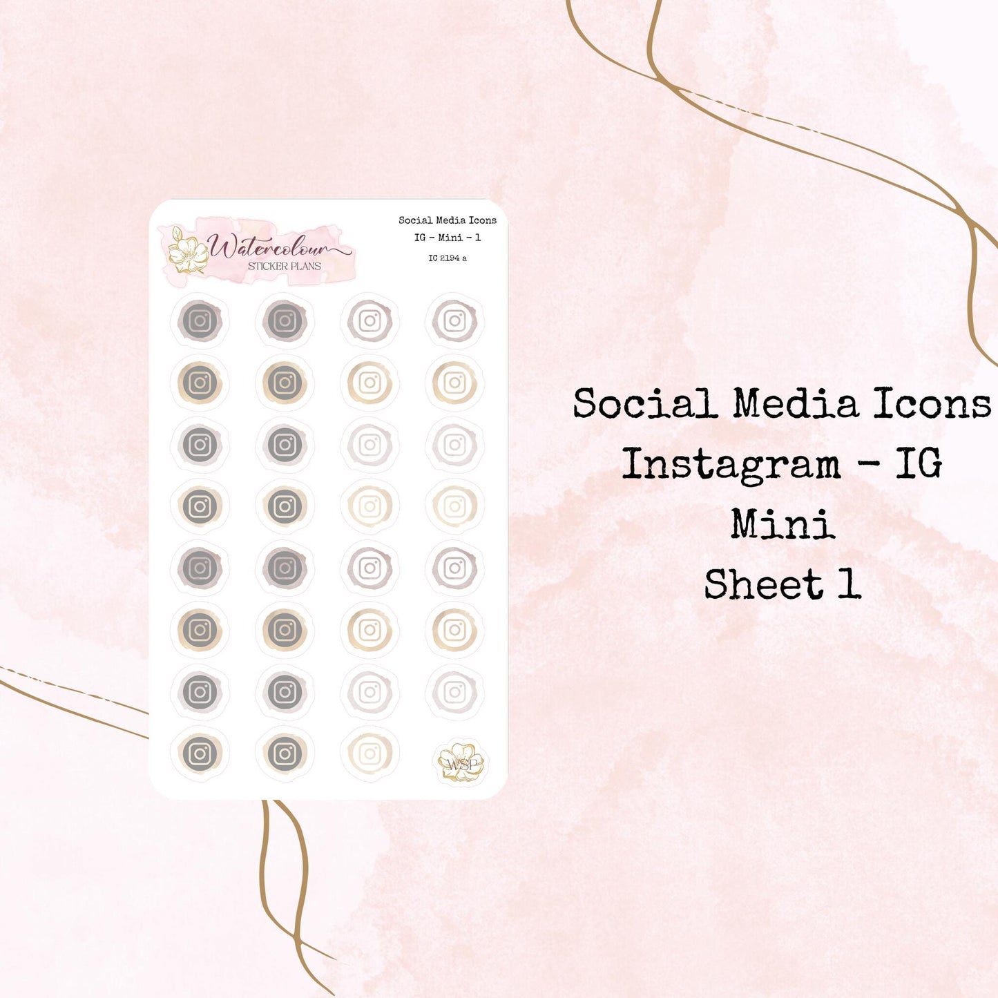 Social Media Icons - Four Sizes - Planner and Journal Stickers - Stationery - Watercolour