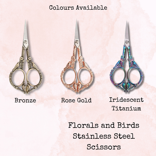 Florals and Birds - Stainless Steel Scissors - Medium Size - Planner Accessories - Tools