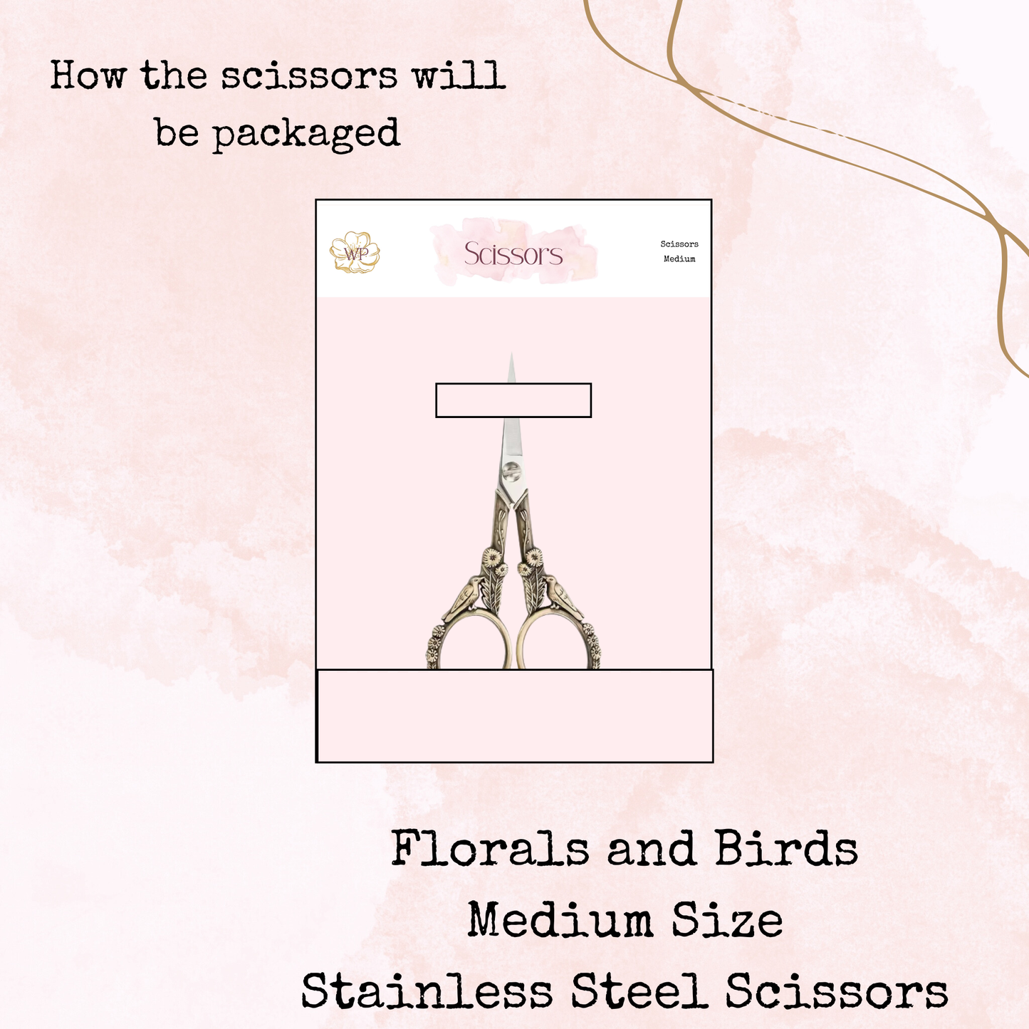 Florals and Birds - Stainless Steel Scissors - Medium Size - Planner Accessories - Tools