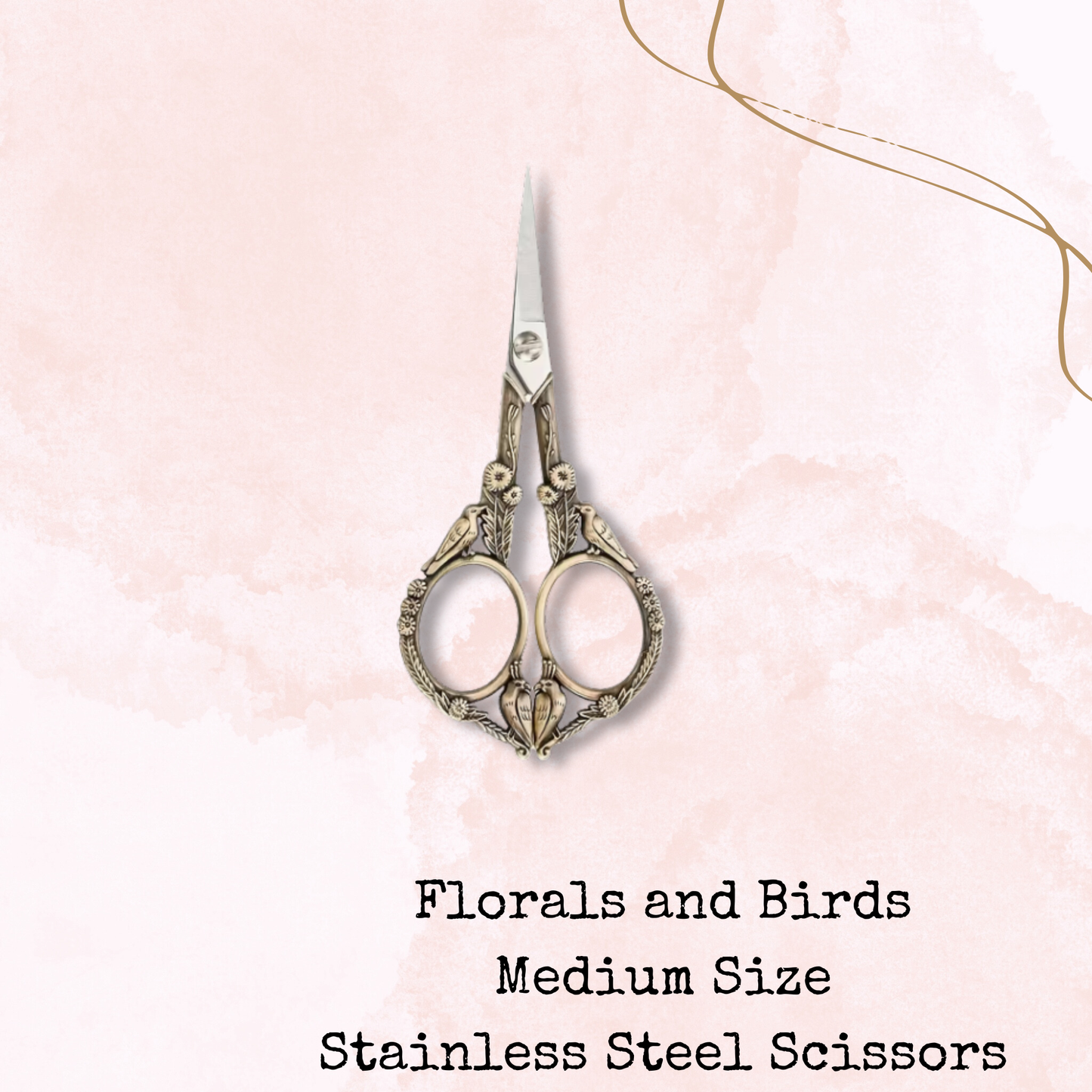 Florals and Birds - Stainless Steel Scissors - Medium Size - Planner Accessories - Tools