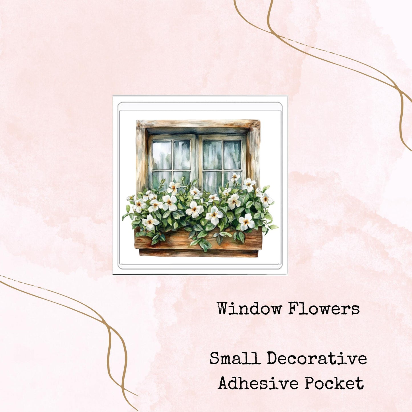 Window Flowers - Adhesive Pocket - Small Size - Stationery Supplies - Watercolour
