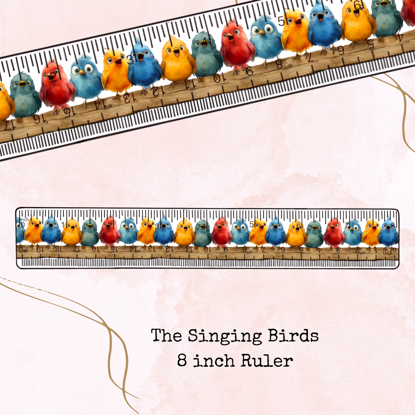 The Singing Birds - 8 Inch Ruler - Planner Supplies - Watercolour
