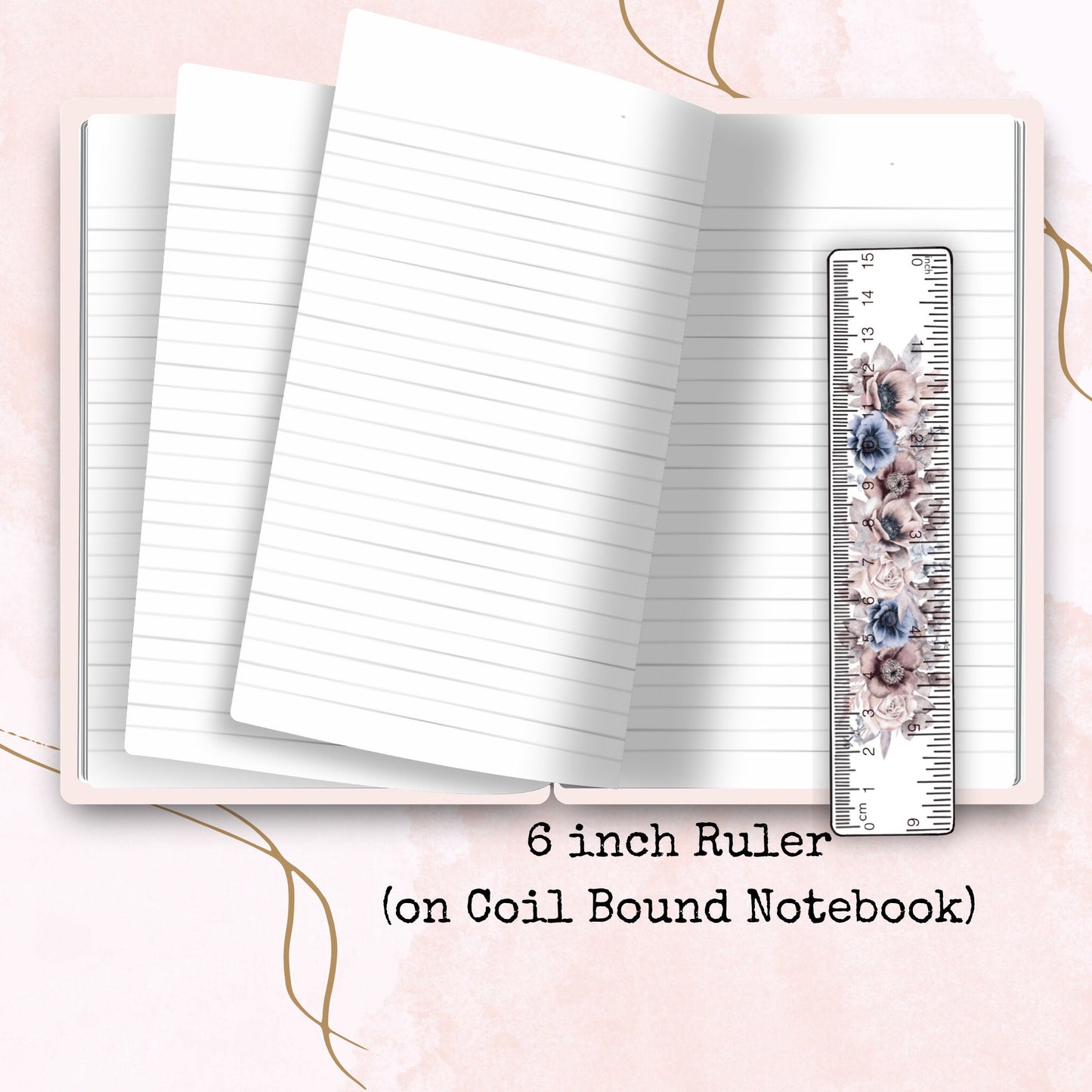Subtle Flowers - 6 Inch Ruler - Planner Supplies - Watercolour