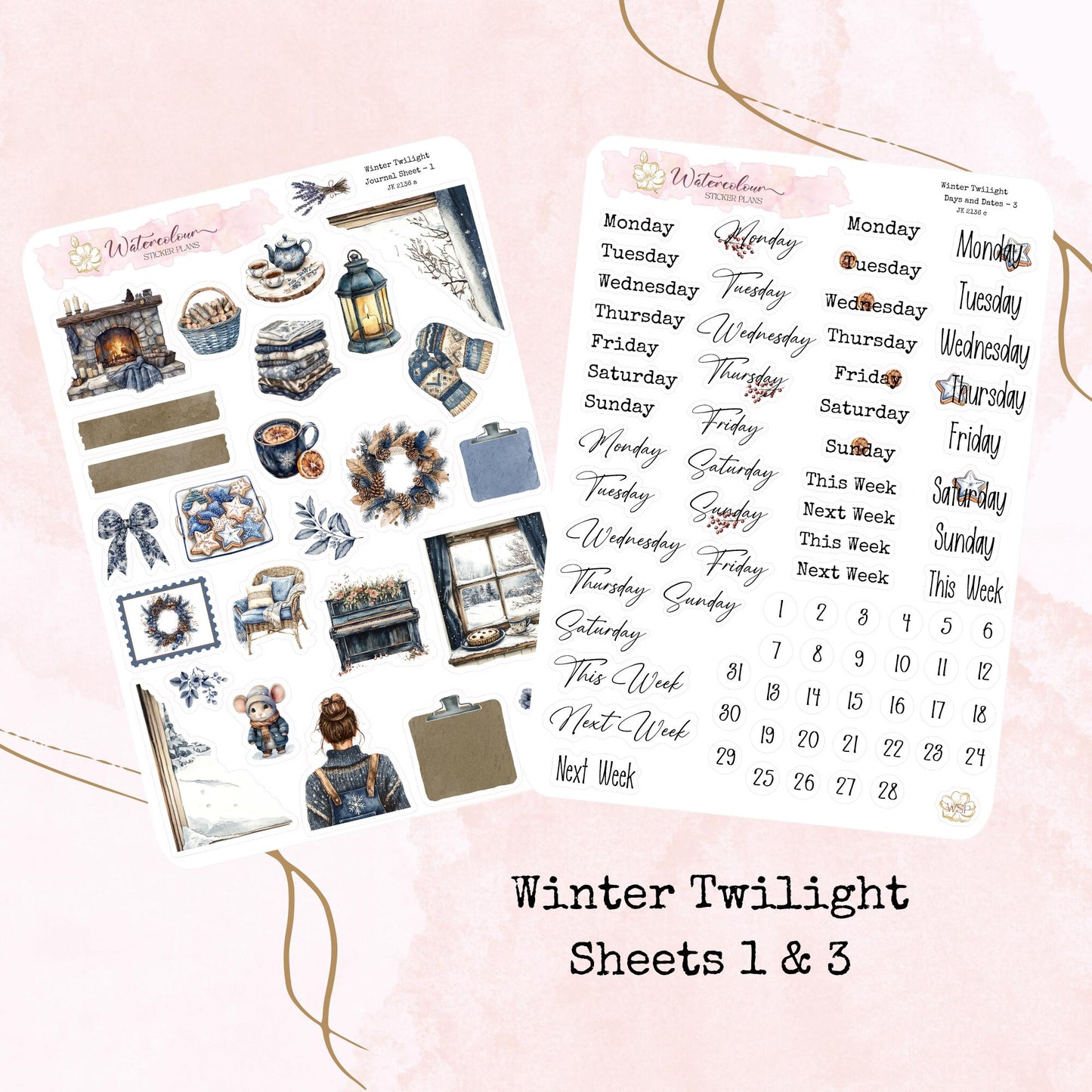 Winter Twilight - Journal Set - Planner Stickers - Stationery - Watercolour