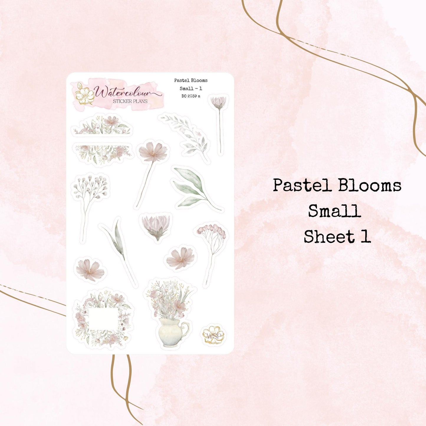 Pastel Blooms - Small Size - Planner and Journal Stickers - Stationery - Watercolour