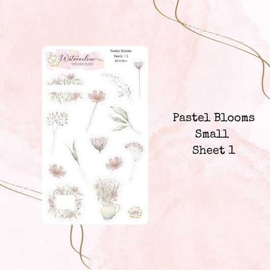 Pastel Blooms - Small Size - Planner and Journal Stickers - Stationery - Watercolour