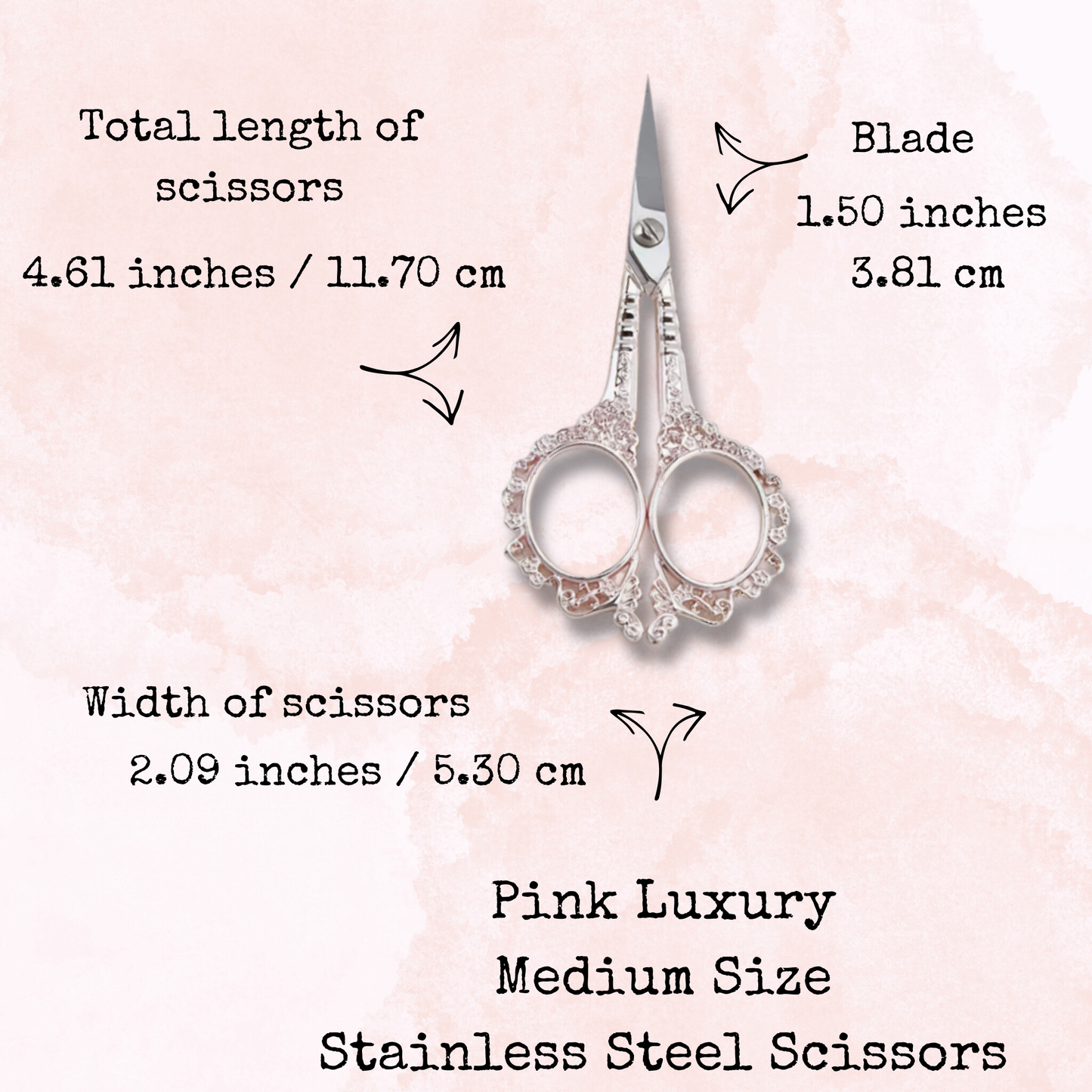 Pink Luxury - Stainless Steel Scissors - Medium Size - Planner Accessories - Tools