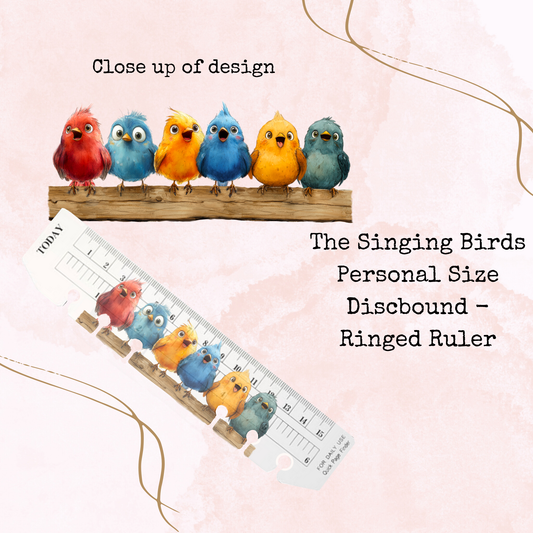 The Singing Birds - Personal Size - Disc-bound Ringed Ruler - Planner Supplies - Watercolour