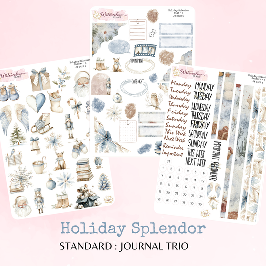 Holiday Splendor - Journal Trio - Journal and Planner Stickers - Stationery - Watercolour