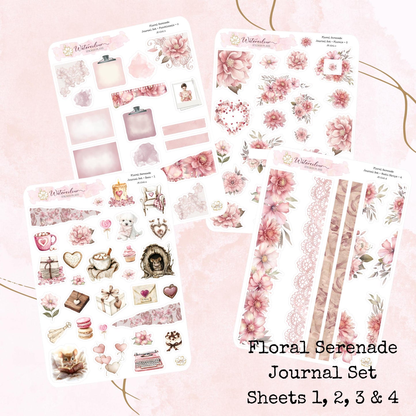 Floral Serenade - Journal Set - Planner and Journal Stickers - Stationery - Watercolour