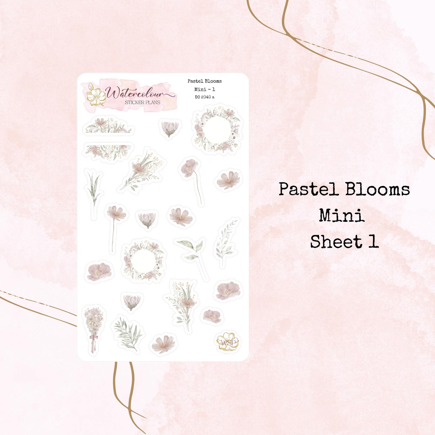 Pastel Blooms - Mini Size - Planner and Journal Stickers - Stationery - Watercolour