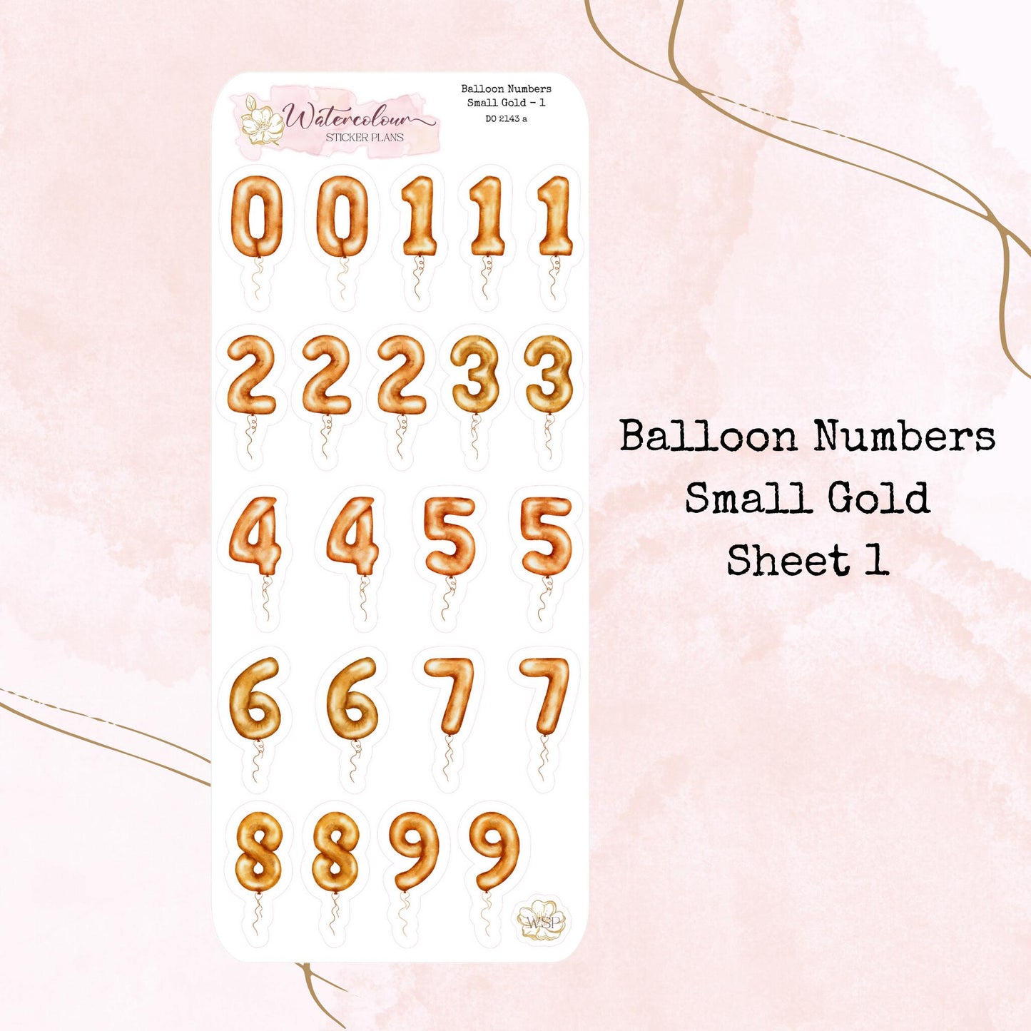 Balloon Numbers - Small Size - Planner and Journal Stickers - Stationery - Watercolour