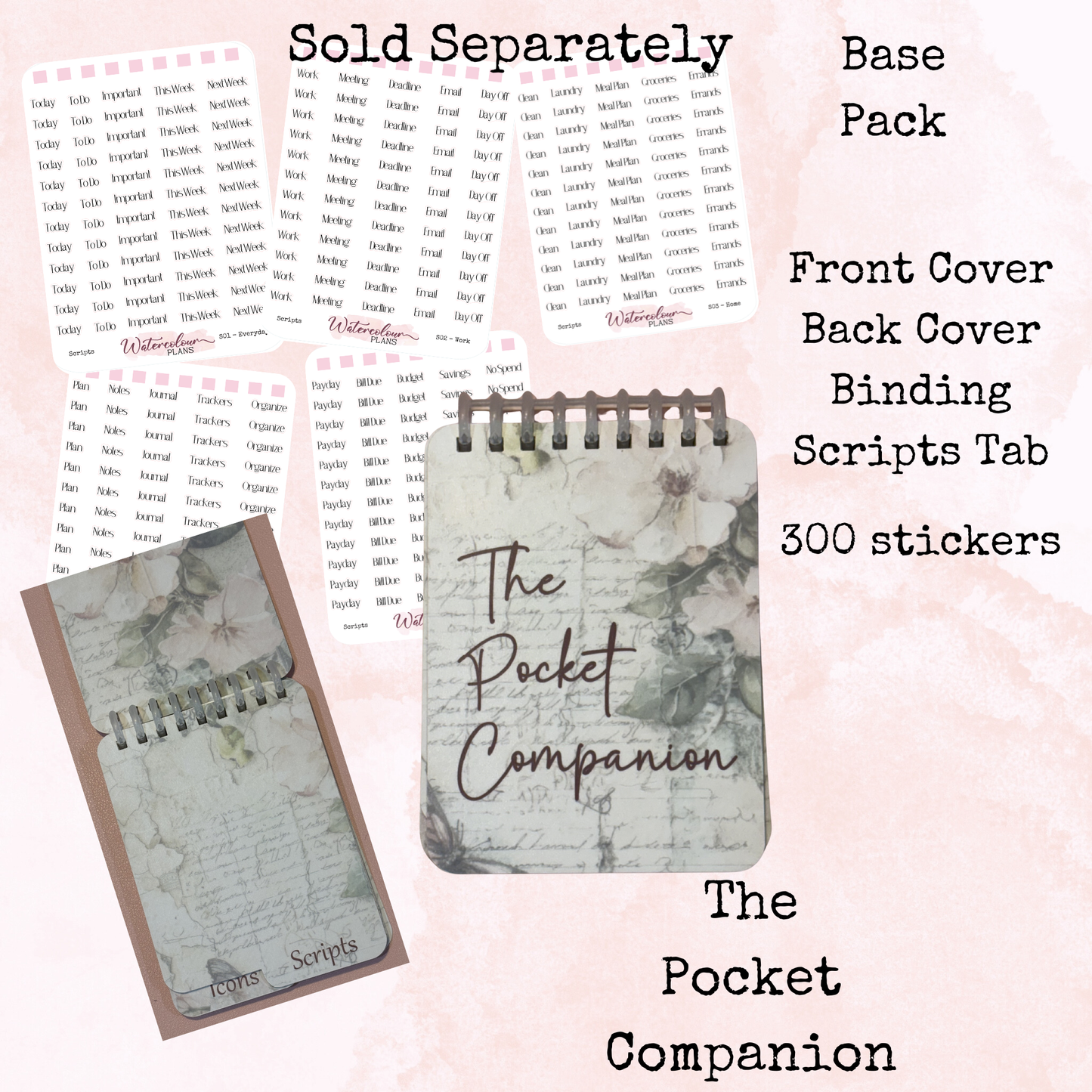 The Pocket Companion - Icons Pack - Icon Stickers - Mini Size - Stationery - Watercolour