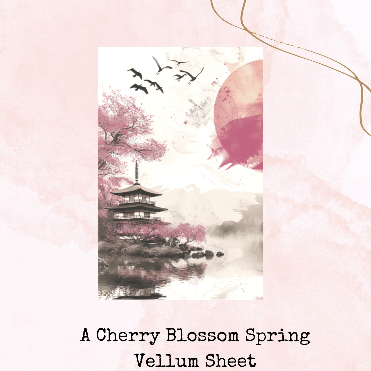 A Cherry Blossom Spring - Printed Vellum - Stationery - Watercolour