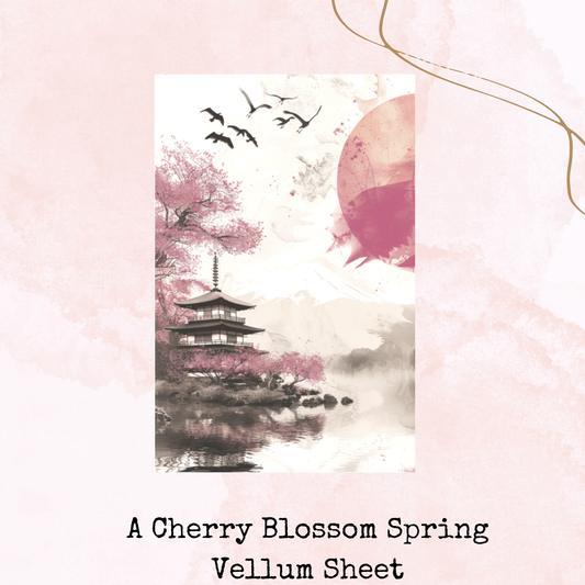 A Cherry Blossom Spring - Printed Vellum - Stationery - Watercolour