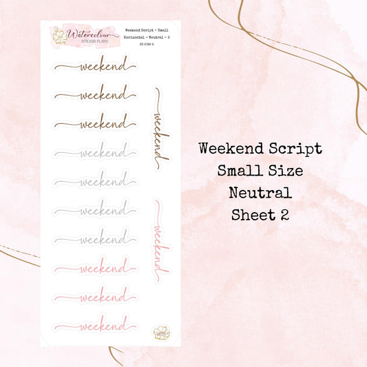 Weekend Scripts - Small Size - Planner and Journal Stickers - Stationery - Watercolour