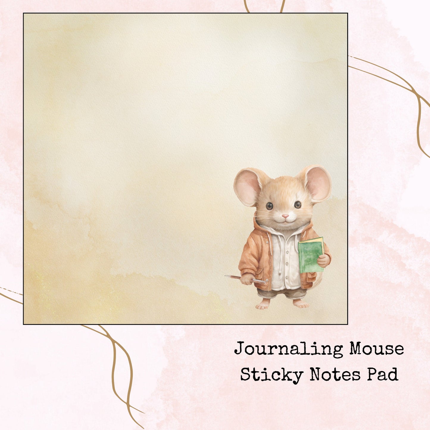 Journaling Mouse - Sticky Notes Pad - Stationery - Watercolour