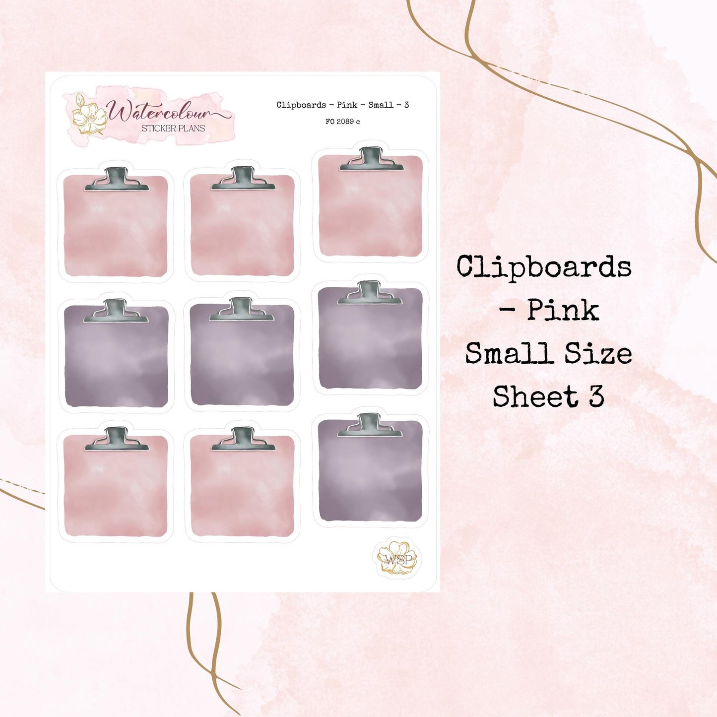 Clipboards - Small Size - Planner and Journal Stickers - Stationery - Watercolour