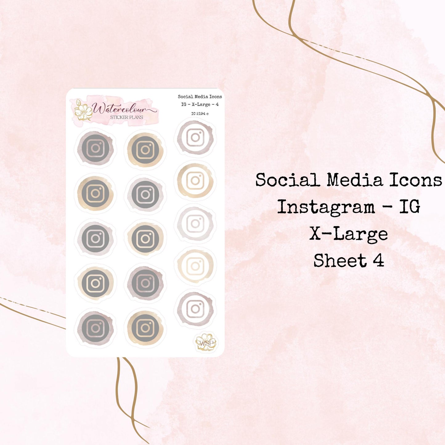 Social Media Icons - Four Sizes - Planner and Journal Stickers - Stationery - Watercolour