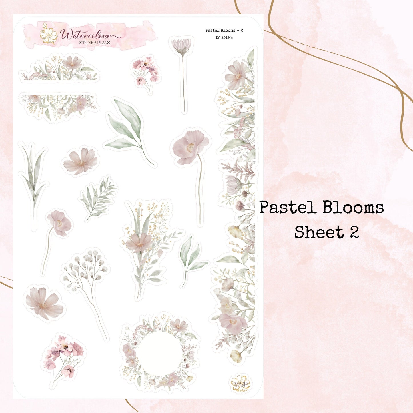 Pastel Blooms - Standard Size - Planner and Journal Stickers - Stationery - Watercolour