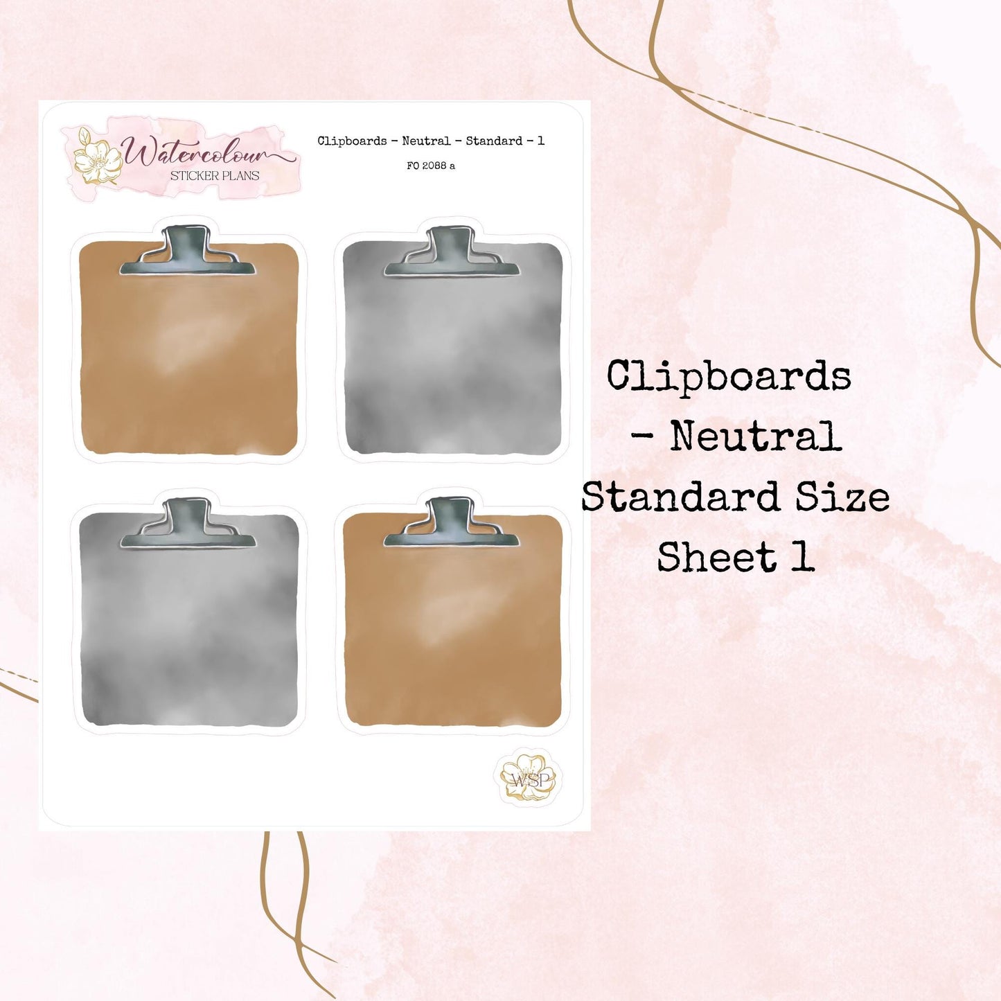 Clipboards - Standard Size - Planner and Journal Stickers - Stationery - Watercolour