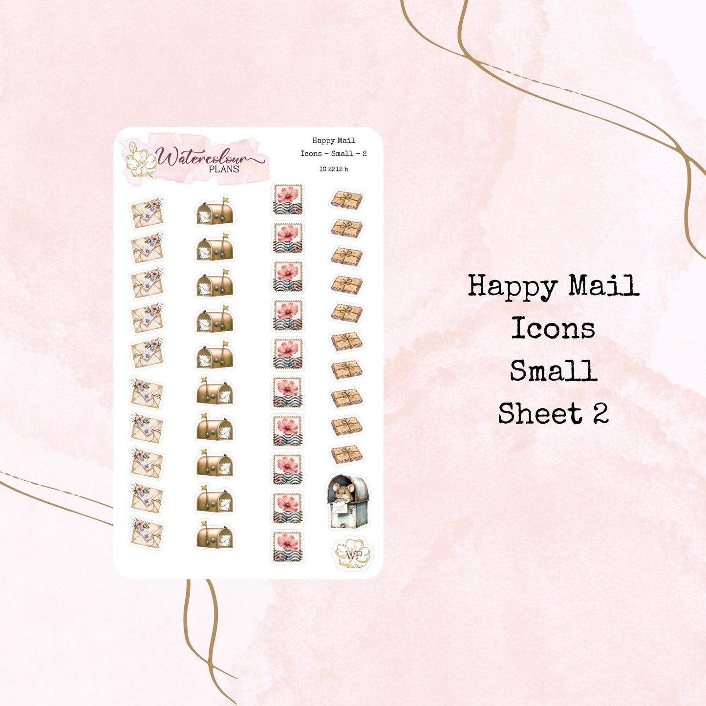 Happy Mail Icons - Two Sizes - Planner and Journal Stickers - Stationery - Watercolour