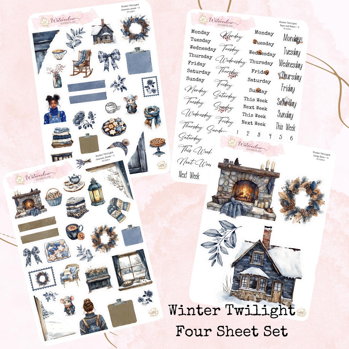 Winter Twilight - Journal Set - Planner Stickers - Stationery - Watercolour