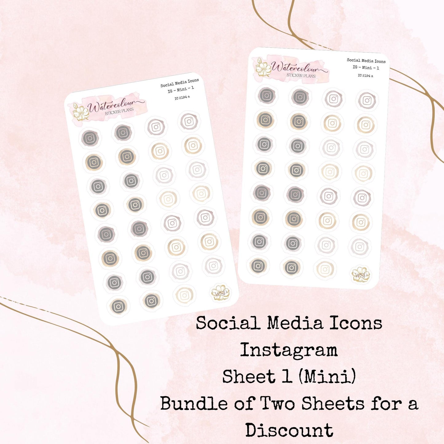 Social Media Icons - Four Sizes - Planner and Journal Stickers - Stationery - Watercolour