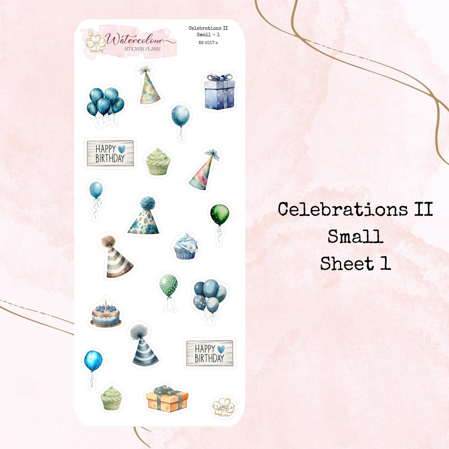 Celebrations II - Mini Size - Three Colour Ways - Planner and Journal Stickers - Stationery - Watercolour
